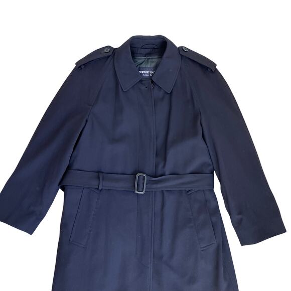 Newport Harbor Womens Sz 8P Vtg Wool Trench Coat Zipout Insulated Lining Navy - Picture 7 of 16